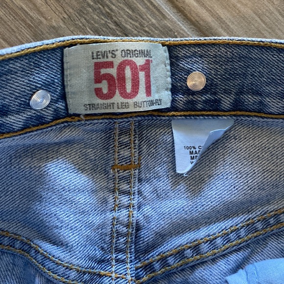 Levi  501 Bucksaw Logger Jeans Mens size Suspender buttons Blue Vintage 30”/31” - Picture 2 of 9